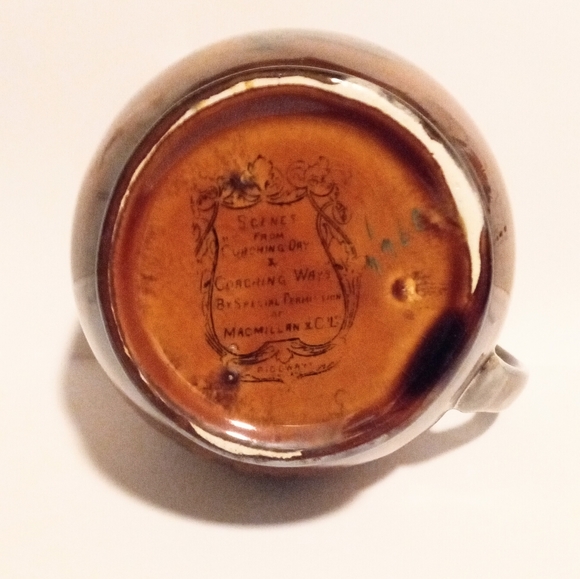 Antique Ridgeway Creamer English Coaching Day Scenes Brownware - Picture 8 of 8